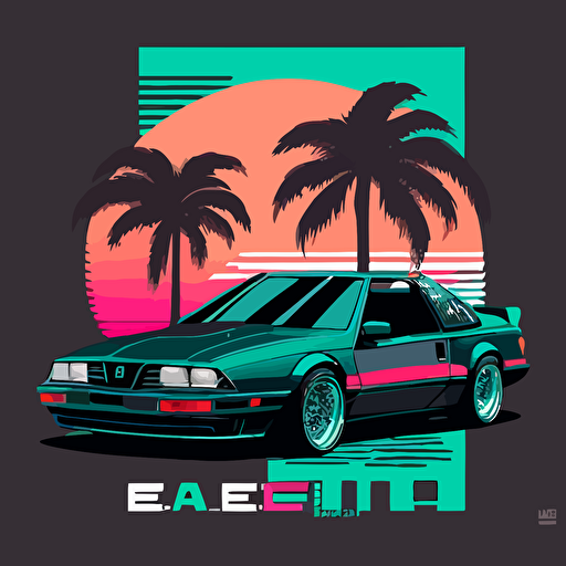 e31 in miami vice style, logo, flat background, vector