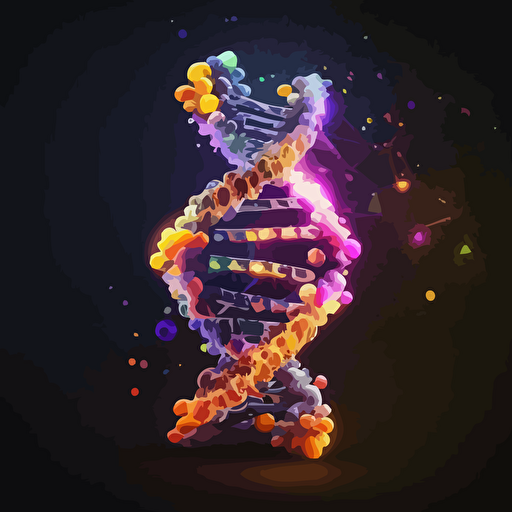 a glowing viral vector with a strand of DNA inside it