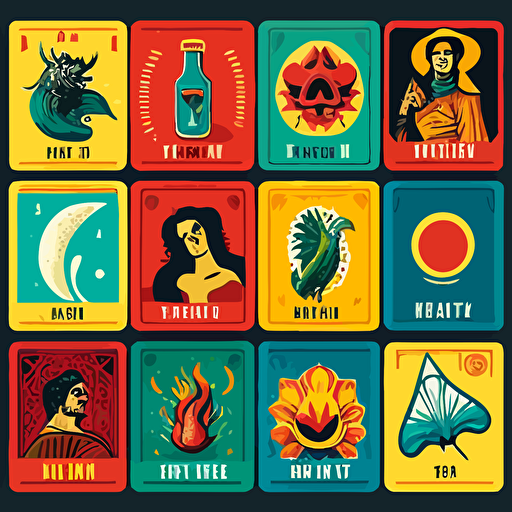 modern loteria cards vectorial style