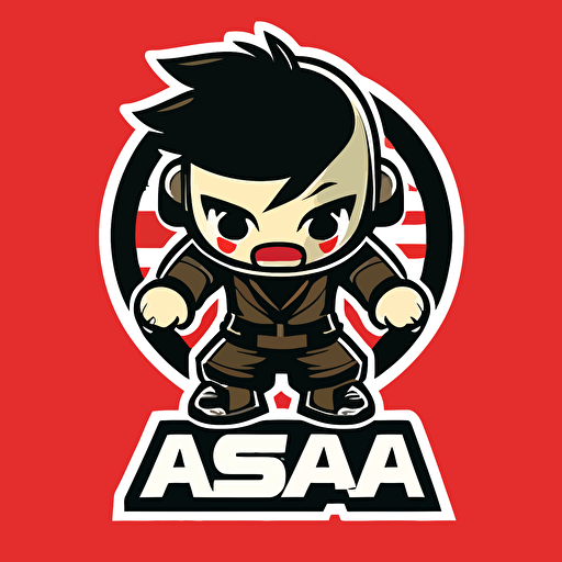 a mascot logo of an own, simple, vector, in style of asia