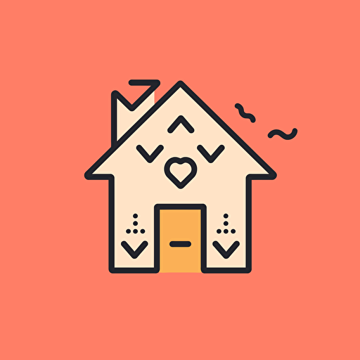 a flat vector logo of a house, minimal, by keith haring