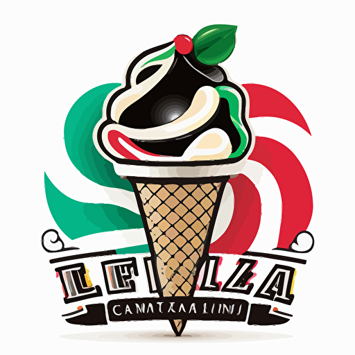 logo image for an italian ice company that is modern and fun black vector white background