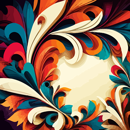 floral pattern in extreme detail with lots of empty space and bright vivid colors vector style