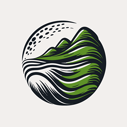 vector image of river flowing through golf ball sleek minimal modern logo
