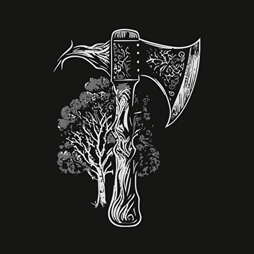 black and white axe vector
