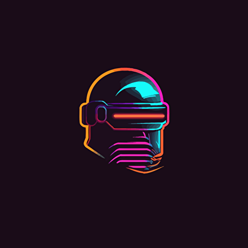 minimalist logo design, neon, powerful, robotic helmet, daft punk, vector, cloud