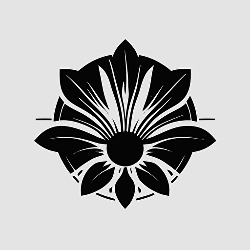 Flower, simple, symbol, corporate exorcist retro futuristic iconic logo, simple and cute logo, black vector, white background, leading to increase the value of each person.