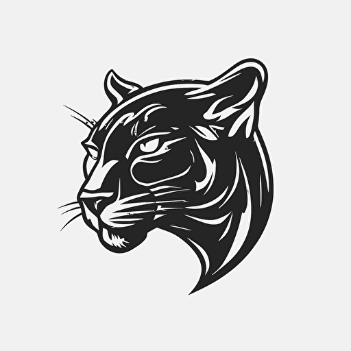 a logo for a sport club. The emblem is a black panther. Black vector stroke on white background, 2D.