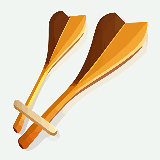 flat vector illustration of a pair of wooden oars on a white background
