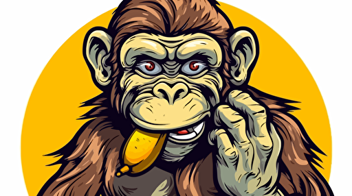 a funny funny monkey with a banana on its mouth stock vector art, in the style of precisionist, cartoon violence, handheld, animated gifs, manticore, hand-coloring, flickering light