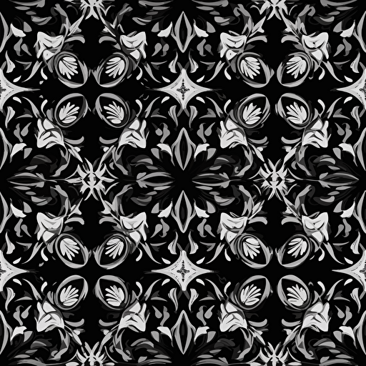 black and white vector pattern, gothic pattern tile, seamless, no gradient, no shadows, fill frame,