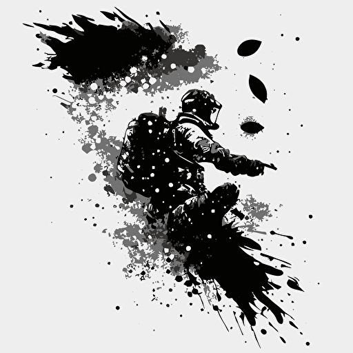 paintball in the air, call of duty perk, vector, black and white