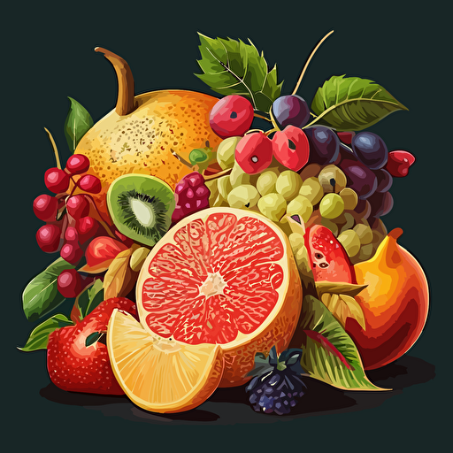 Fruits, vector drawing, super fine, super detailed, advertising