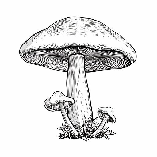 simple vector drawing outline of a mushroom