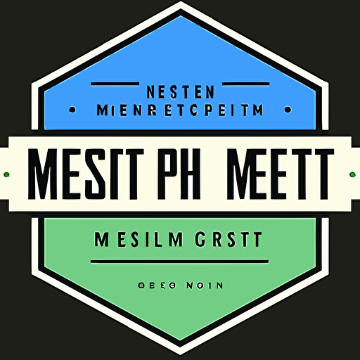 a flat vector MERN stack inspired logo blue, green, black with reflective lighting