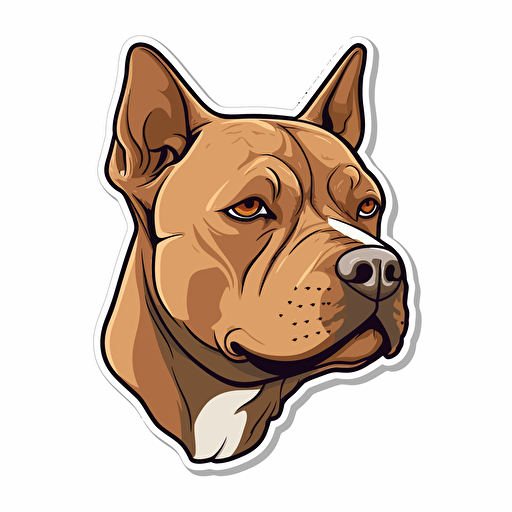 tan red nose american pitbull terrier dog sticker, cartoon, Contour, Vector, White Background