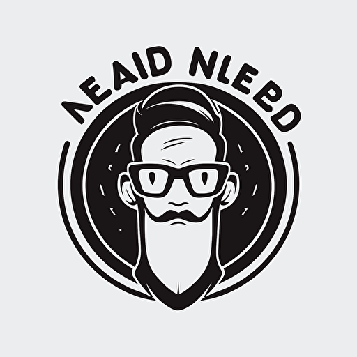 logo for a gaming company called nerd alert gaming. Simple, flat logo. Body of the logo will be an exclamation mark with nerd glasses on top. Vector with a white background.