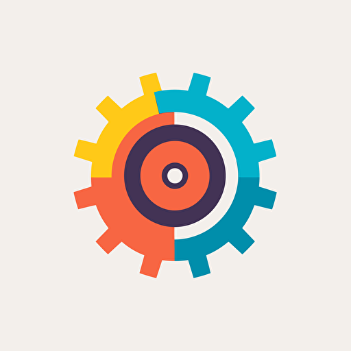 flat vector logo of a gear, for corporate optimisation team, minimal, by Pablo Picasso