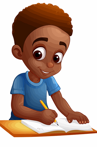 vector art kid writing