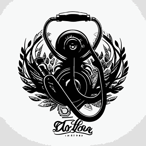 doctor logo stethoscope, vector style, black and white