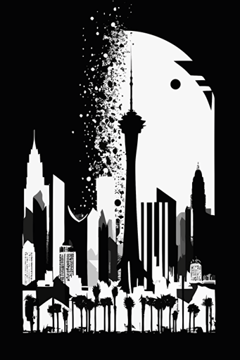 black & white skyline vector of las vegas, abstract, minimal,