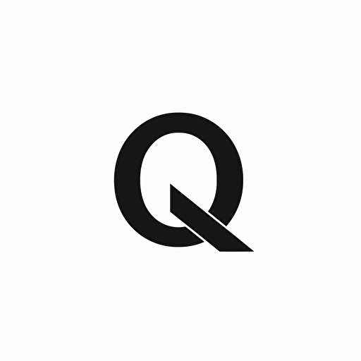 minimalist iconic logo of letter 'Q' for Quotela , black vector on white background
