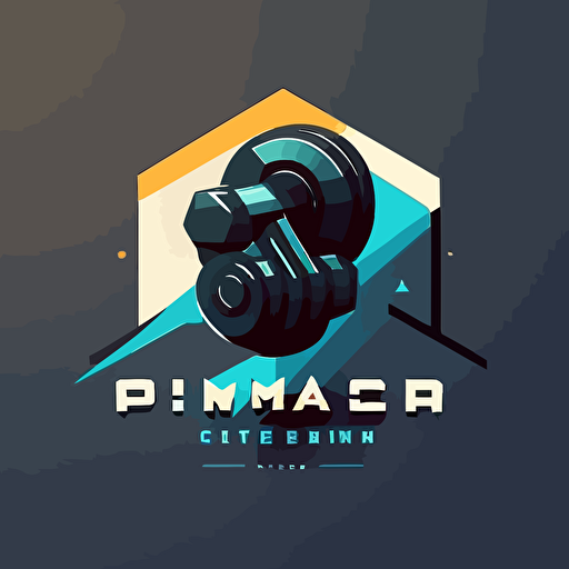a gym logo using a dumbell, futuristic, minimalism,2d,flat,vector