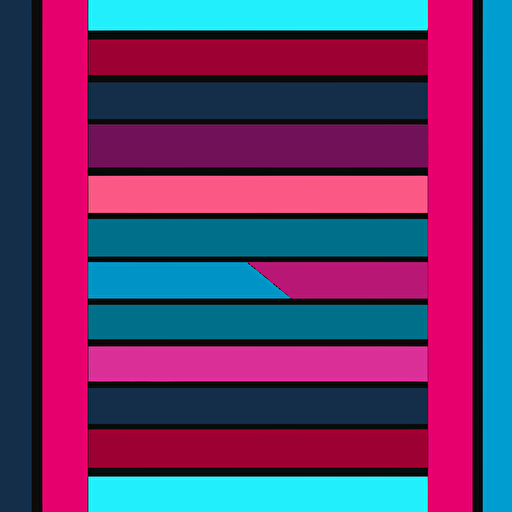 a square with 1 magenta stripe, 1 purple stripe, 1 fucshia stripe, 1 mint green stripe, 1 electric blue stripe, 1 teal stripe, 1 black stripe vector