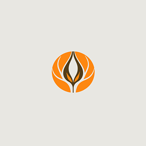 Round leaf simple logo with orange color, vector design