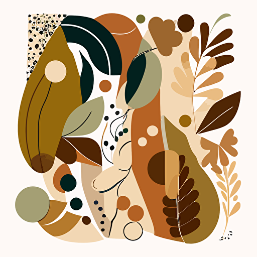 2D vector art, earth tones, Matisse style shape, singular on white background