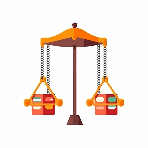 chain carousel, 2d cartoon, simple flat vector, white background