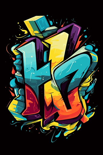 letters HRV, stiker, pop art ilustration vector graffiti style, three colors,