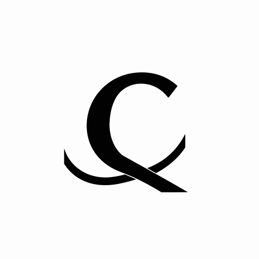 Bold & modern iconic logo of letter 'Q' for Quotela , black vector on white background