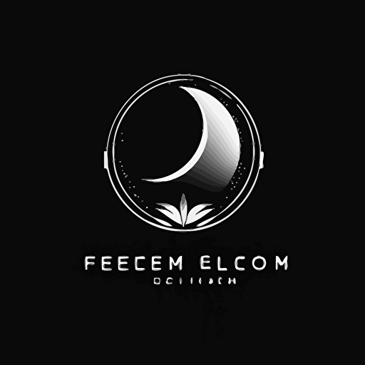 clean, minimalist, emblem business, helf moon, computer, vector logo