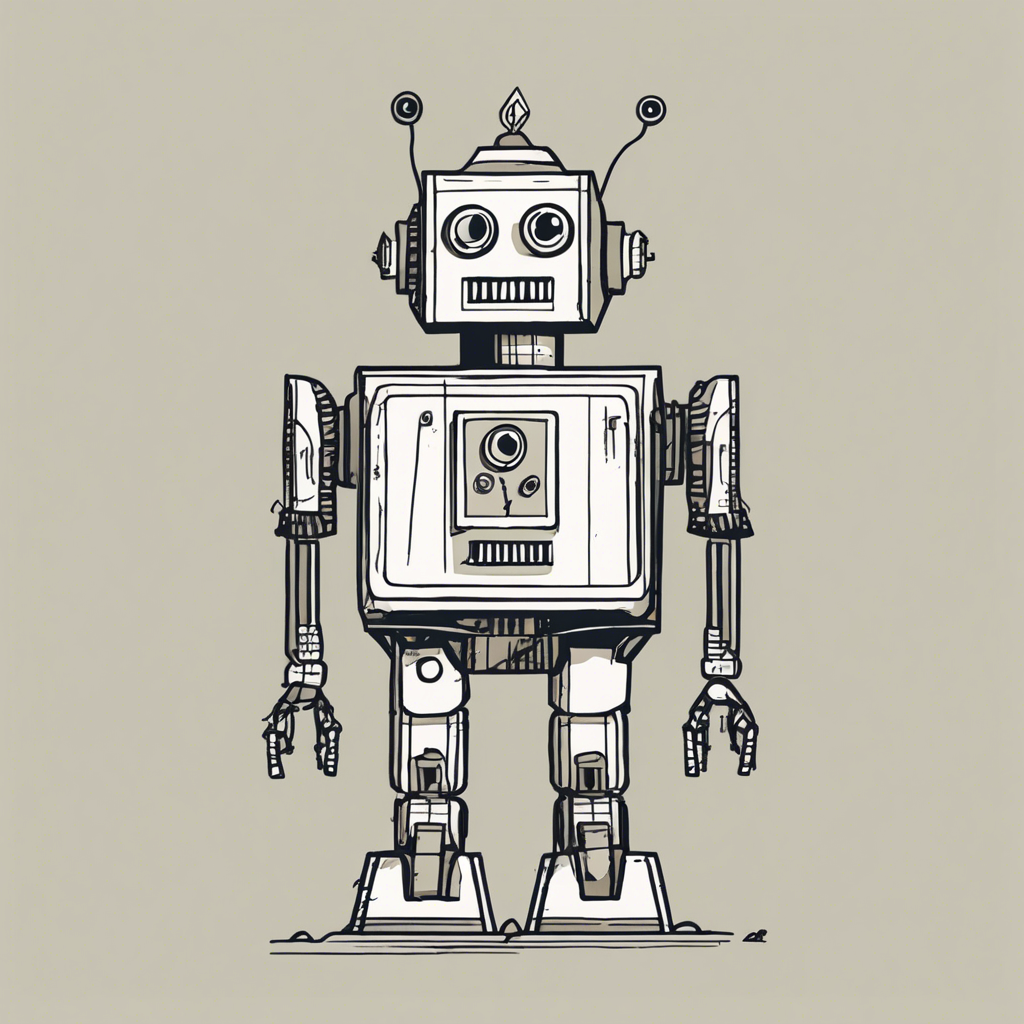 a robot, illustration in the style of Matt Blease, illustration, flat, simple, vector
