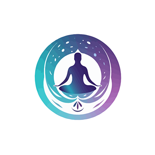 simple vector logo , spiritual developement, white background, blue and purple colors
