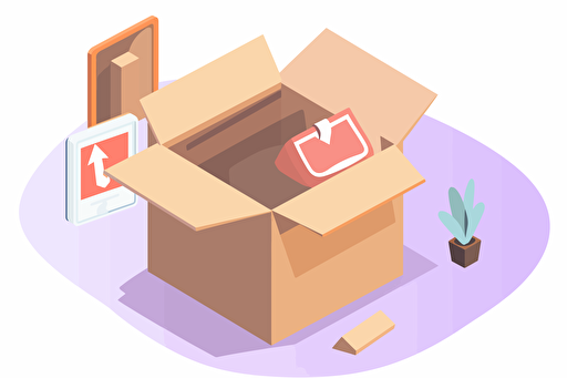 flat vector, unboxing mystery box product