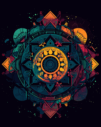 mandala retro gaming, retro aesthetics, vector image, sticker design, pantone colors