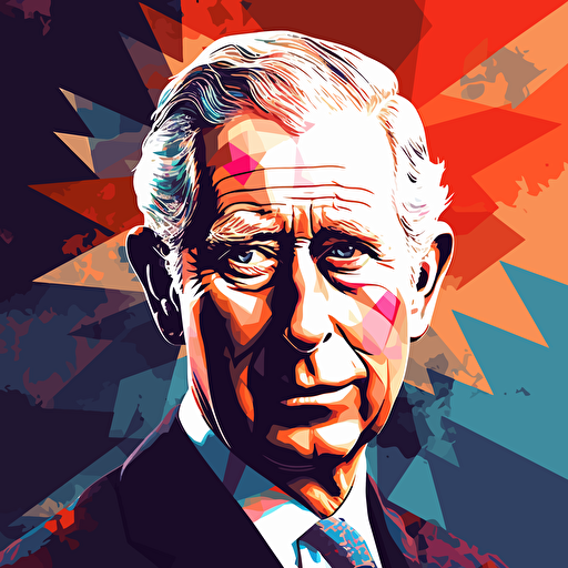 vector illustration of Prince Charles of England and the British flag in vivid colors