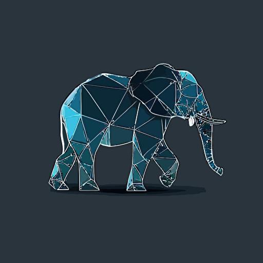 logo, flat vector, origami outline, elephant
