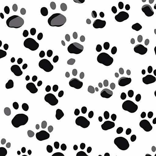 paw prints, vector style, white background, pattern,