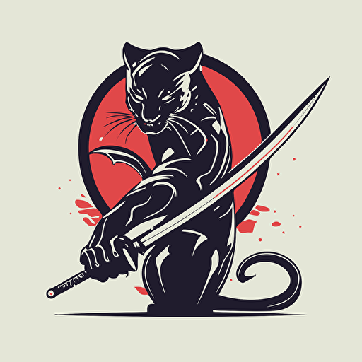vector logo minimalist of a panther with his paw holding a katana