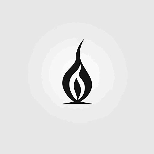minimal simple flame icon, vector, linework handdrawn, black and white