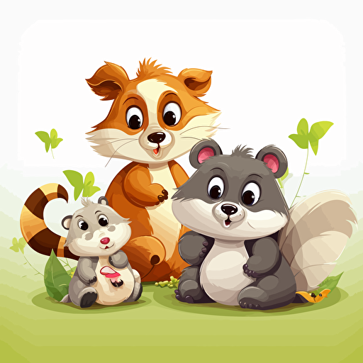 cute animal, detailed, cartoon style, 2d clipart vector, creative and imaginative, hd, white background