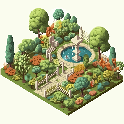 isometric cartoon vector image of a botanical garden