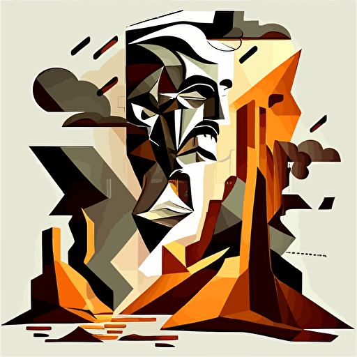 2d vector illustration abstract geometric style recreation of dali's the persistance of memory