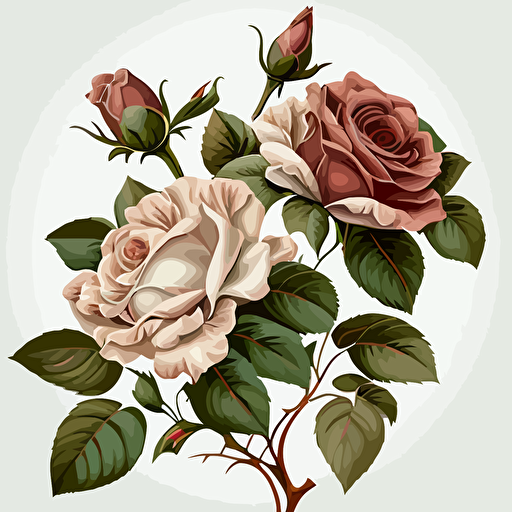 roses, vector, white background
