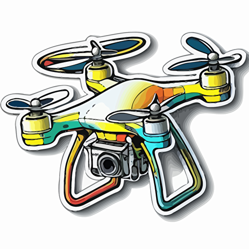 sticker, color, drone, contour, vector, white background