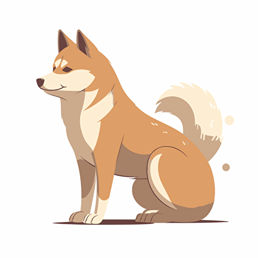 flat 2d vector, shiba inu in anime style 2/3 left side profile shot, Shiba Inu wearing, Vector illustration, white background