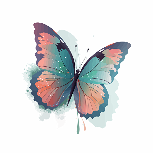 a butterfly, use pastel colors only, 2d clipart vector, minimalistic , hd, white background
